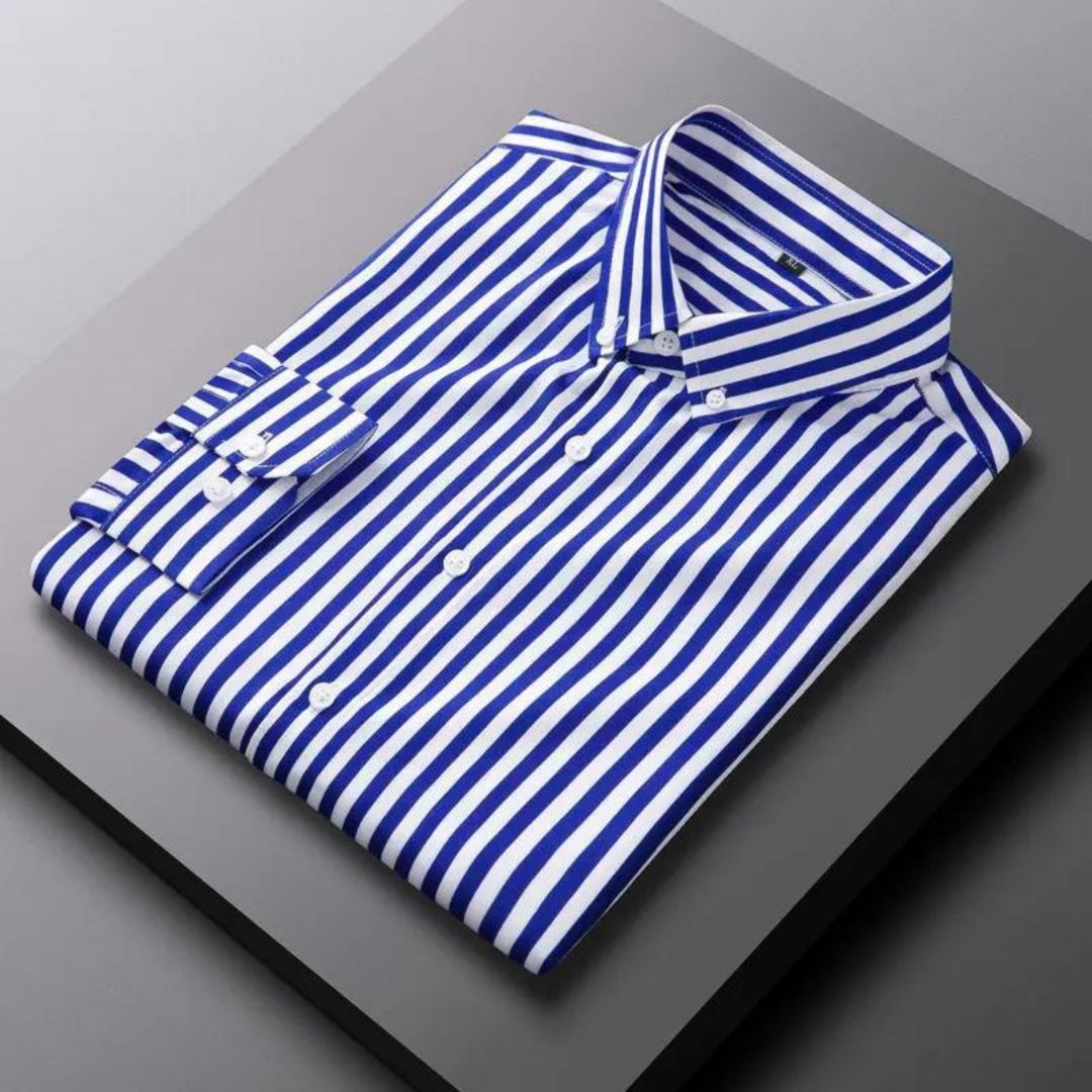 Luxury Striped Summer Shirt with Long Sleeves for Men