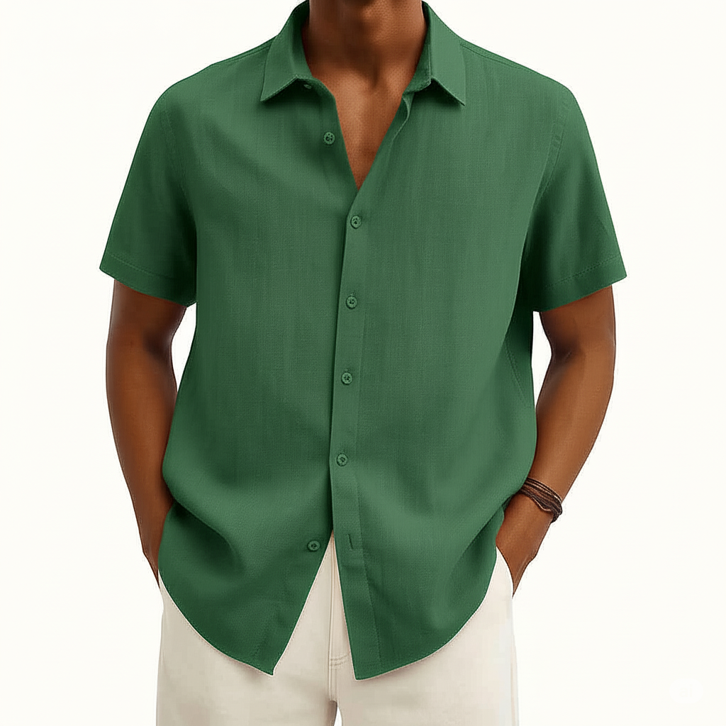 Chemise décontractée pour homme à manches courtes avec boutons pour l'été