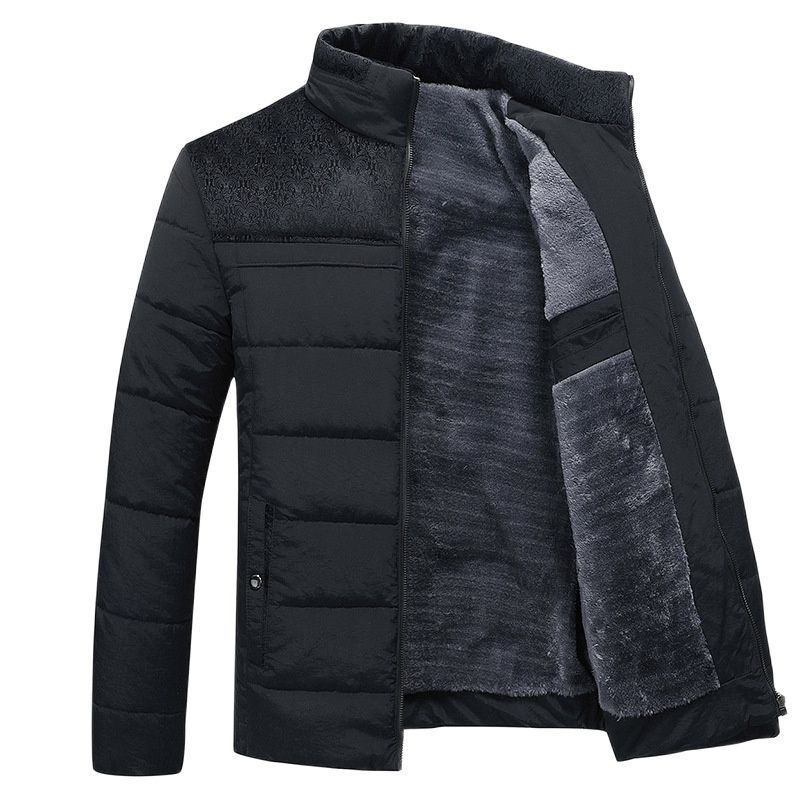 Men’s casual quilted winter jacket with stand collar