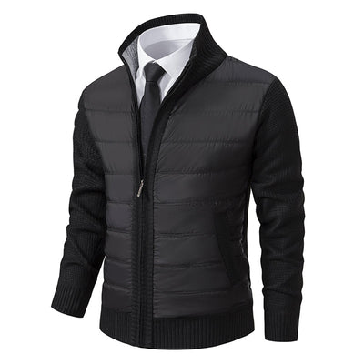Men’s zip-up knitted cardigan with high collar