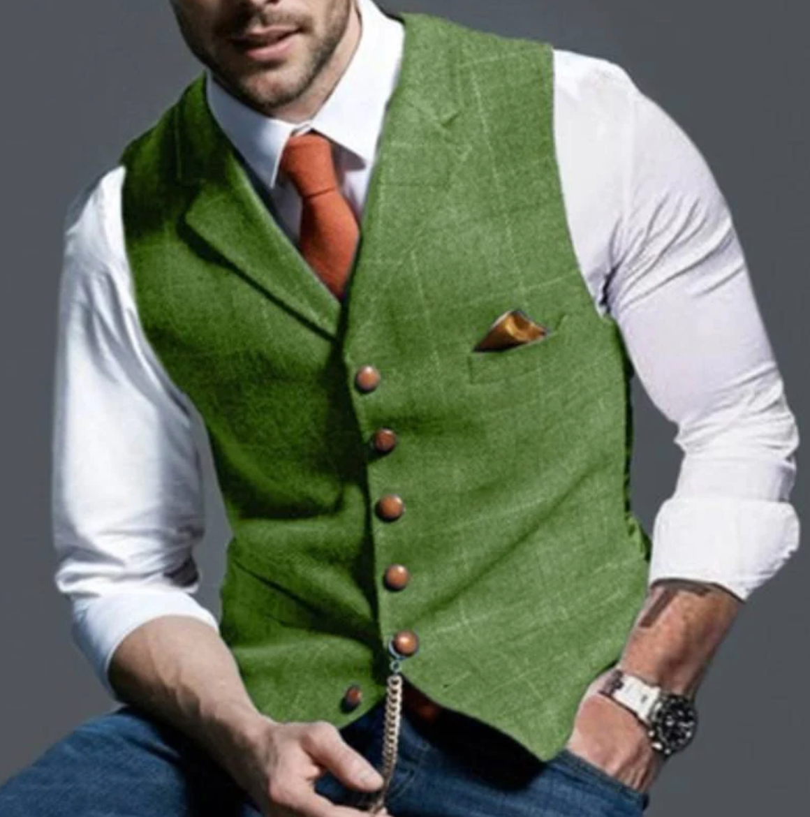 Men’s classic vintage Vest with lapel collar