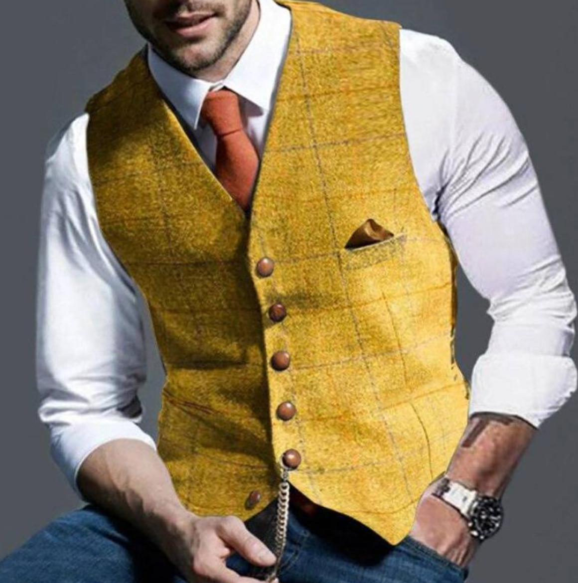 Men’s classic vintage Vest with lapel collar