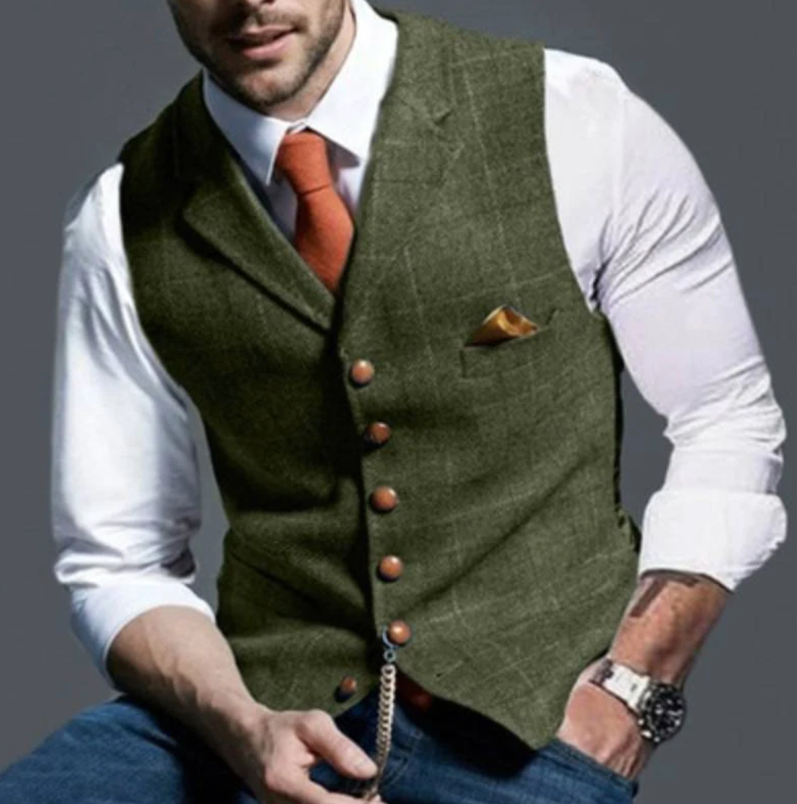 Men’s classic vintage Vest with lapel collar