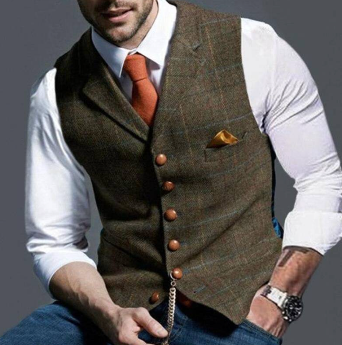 Men’s classic vintage Vest with lapel collar