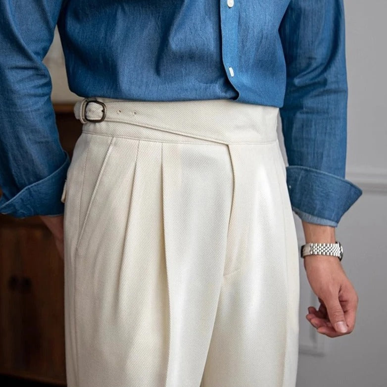 Men’s Tailored Dress Trousers | High-Rise Pleated Pants