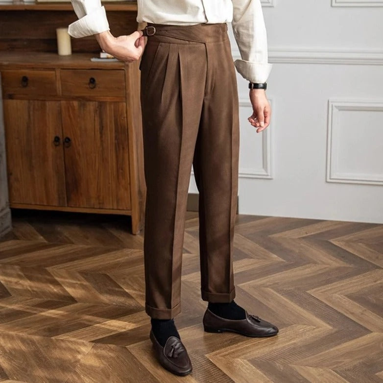 Men’s Tailored Dress Trousers | High-Rise Pleated Pants