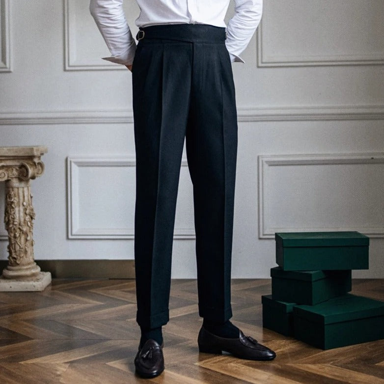 Men’s Tailored Dress Trousers | High-Rise Pleated Pants