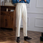 Men’s Tailored Dress Trousers | High-Rise Pleated Pants