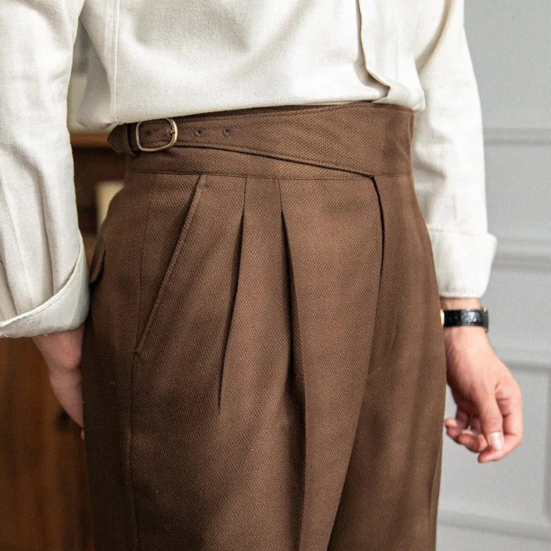 Men’s Tailored Dress Trousers | High-Rise Pleated Pants