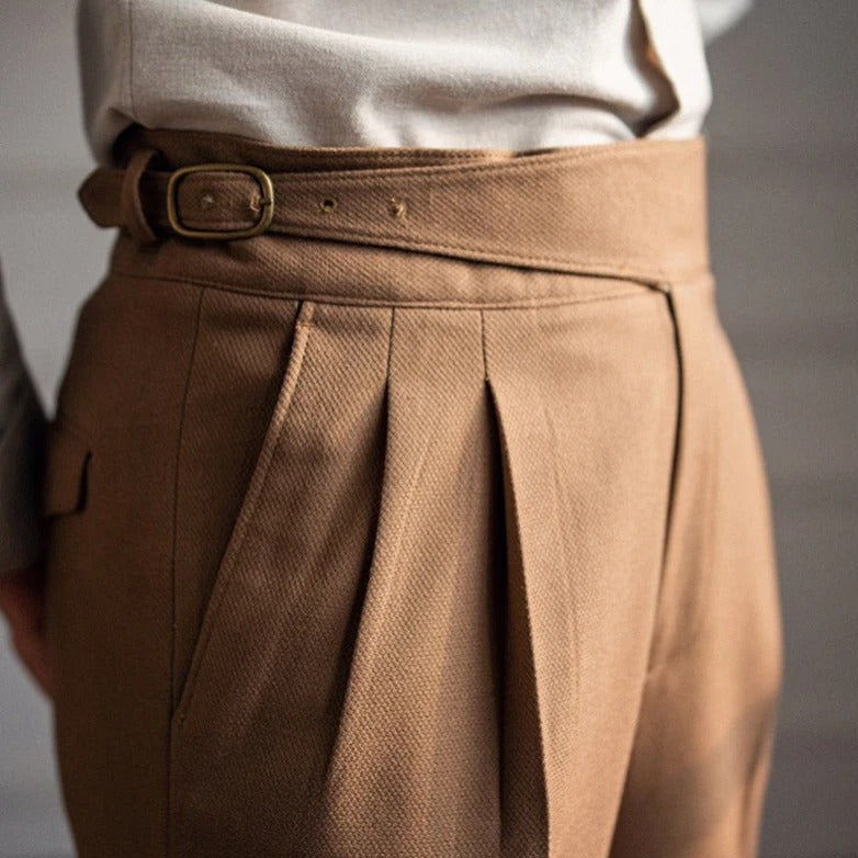 Men’s Tailored Dress Trousers | High-Rise Pleated Pants