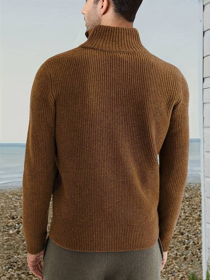 Men’s Half-Zip Knit Sweater | Slim Ribbed Pullover