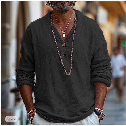 Men’s Beach Henley Shirt | Easy V-Neck Casualwear