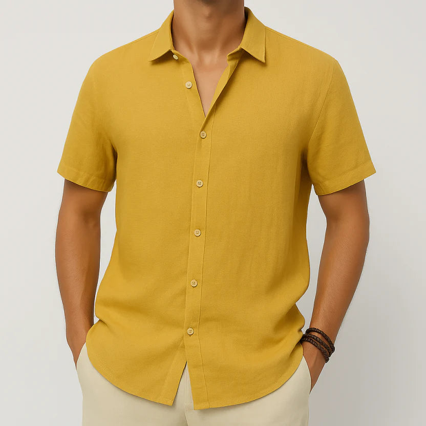 Chemise décontractée pour homme à manches courtes avec boutons pour l'été
