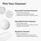 SlimBag Glucoside Foaming Cleanser in a pump bottle, with a gentle foam texture and clear label on a white background.