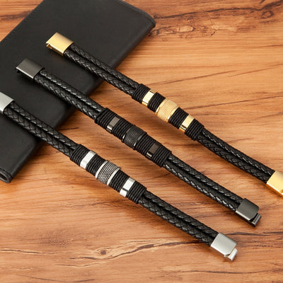Marcus - Geweven leren armband