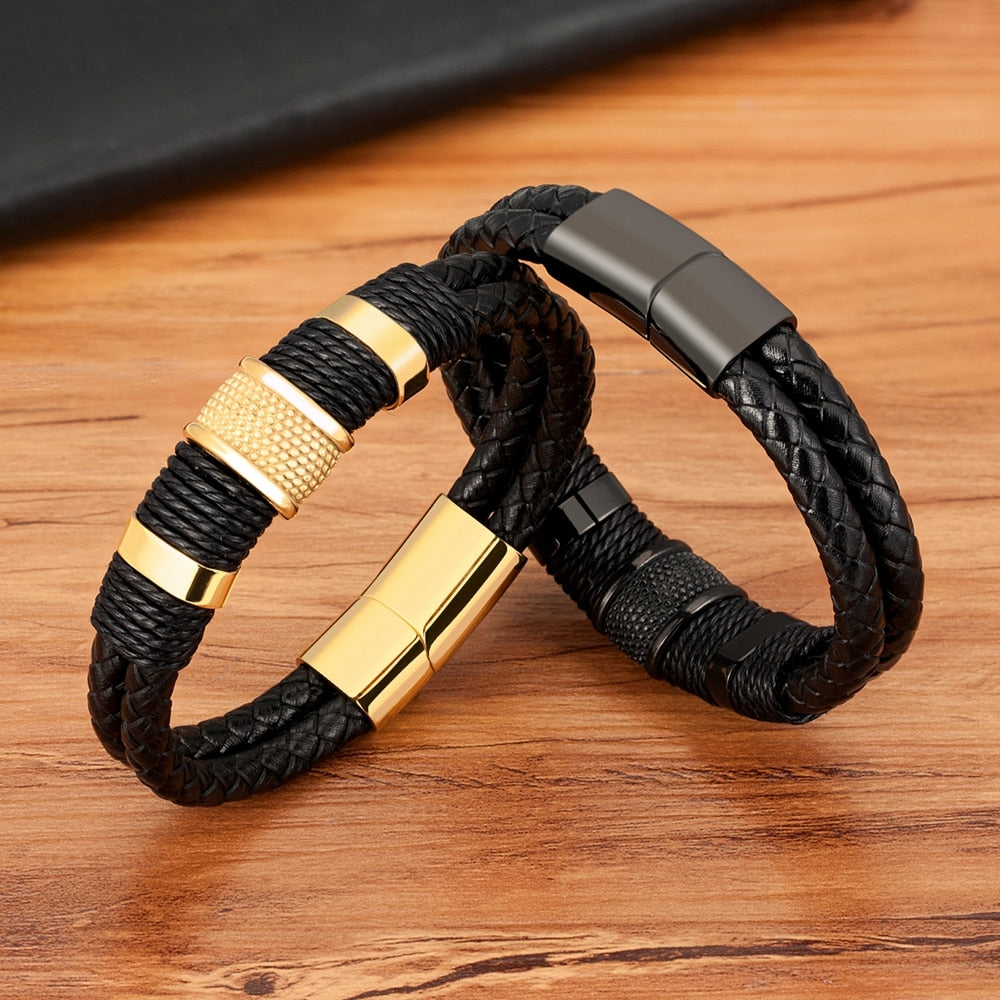 Marcus - Geweven leren armband