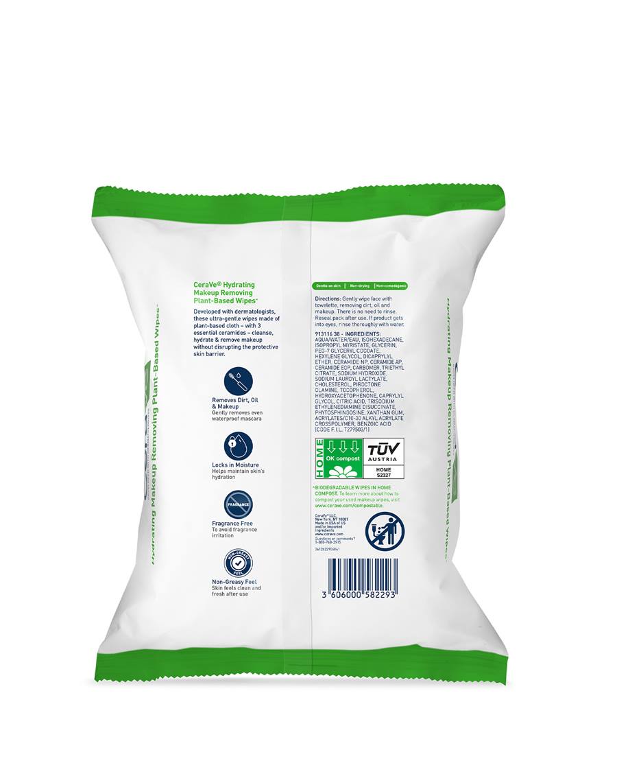 CeraVe Hydrating Makeup Removing Plant-Based Wipes