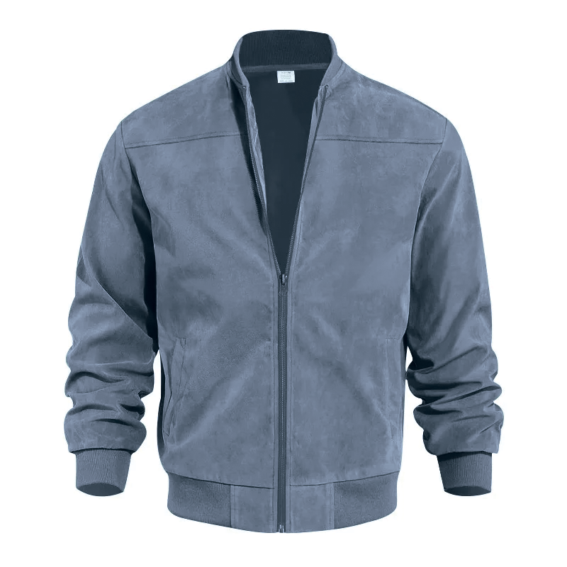 Men Bomber Jacket | Soft Zip-Up Jacket with Ribbed Details