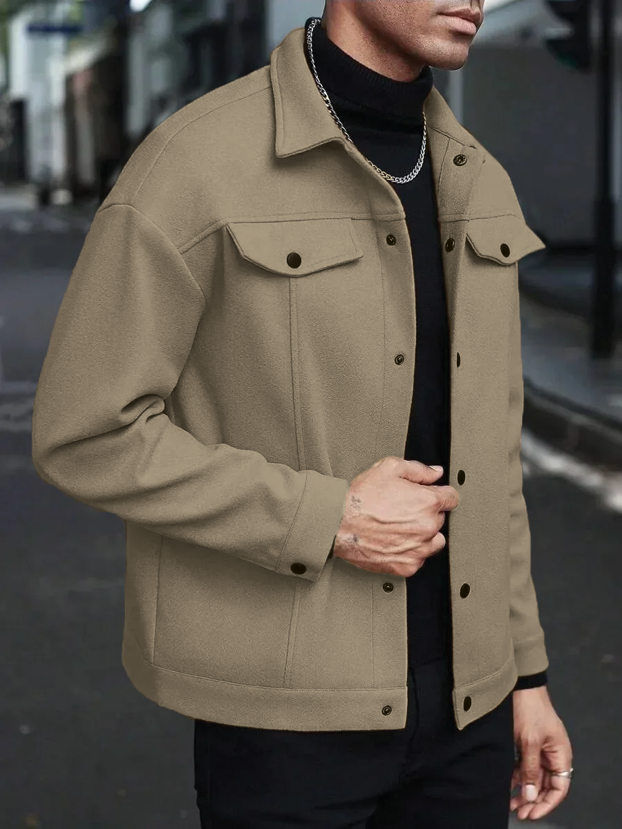 Men Streetwear Jacket | Button-Up Urban Jacket with Chest Pockets
