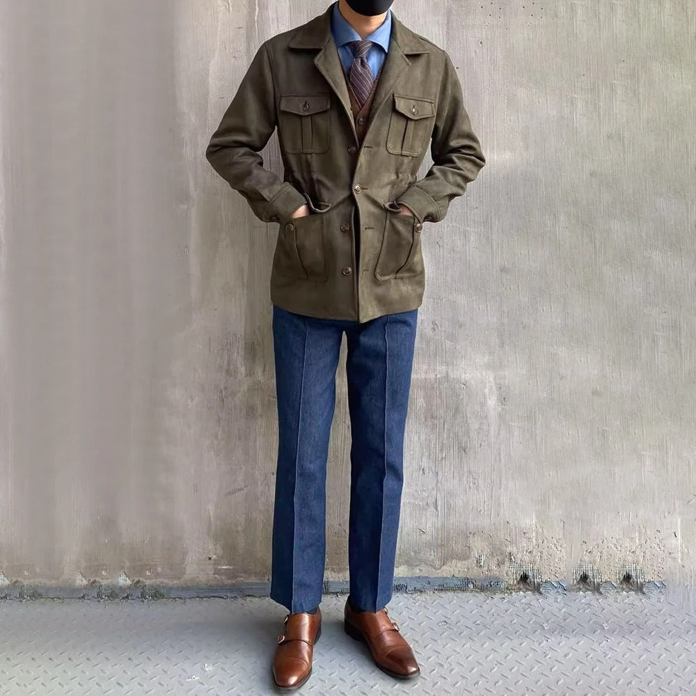 Men’s Tailored Field Jacket | Smart Four-Pocket Safari