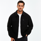 Men’s Textured Zip Jacket | Casual Bomber with Collar