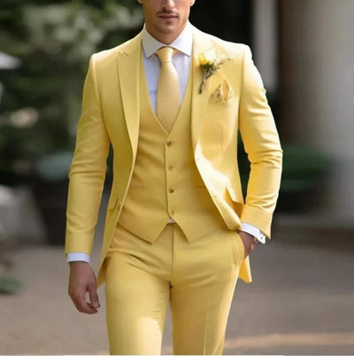 Three-piece classic suit with waistcoat for men