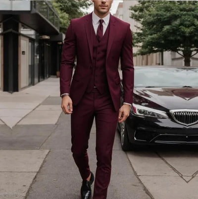 Three-piece classic suit with waistcoat for men
