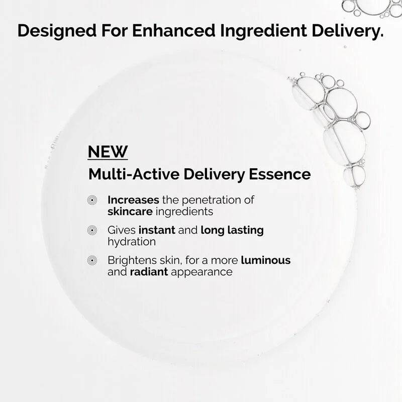SlimBag Multi-Active Delivery Essence bottle with dropper, showcasing a skincare product in a sleek, clear container.