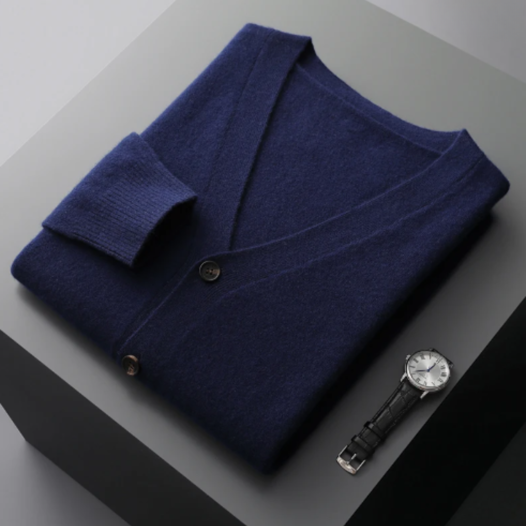 Cashmere Cardigan with Button Front for Men
