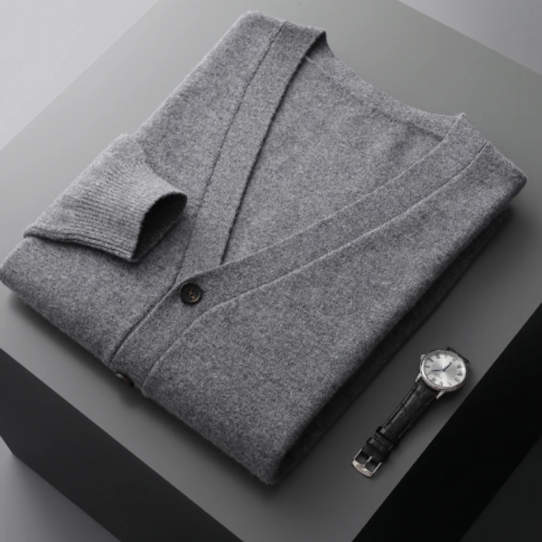 Cashmere Cardigan with Button Front for Men