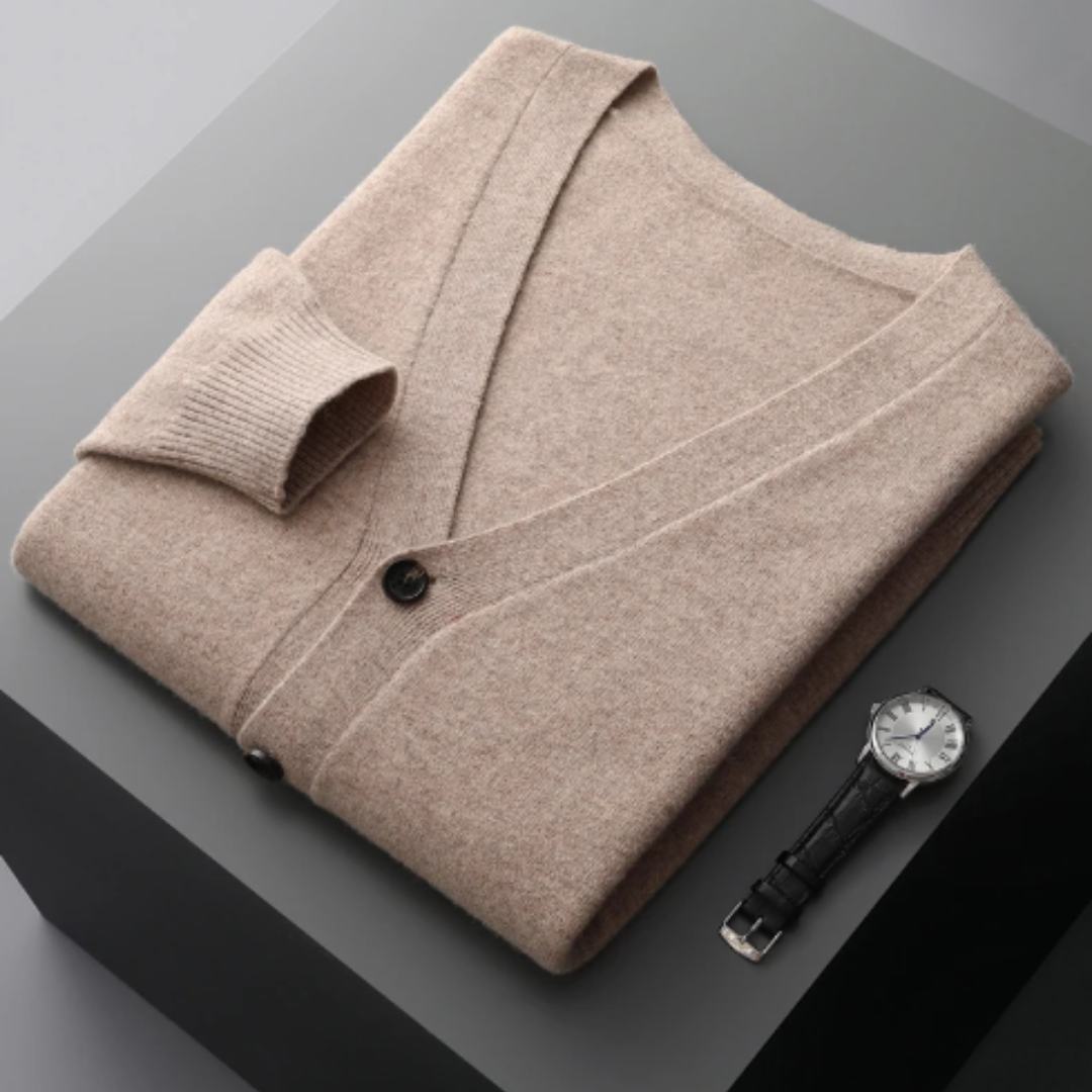 Cashmere Cardigan with Button Front for Men