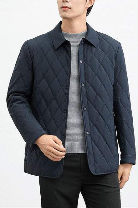 Men's casual quilted winter coat with stitched look
