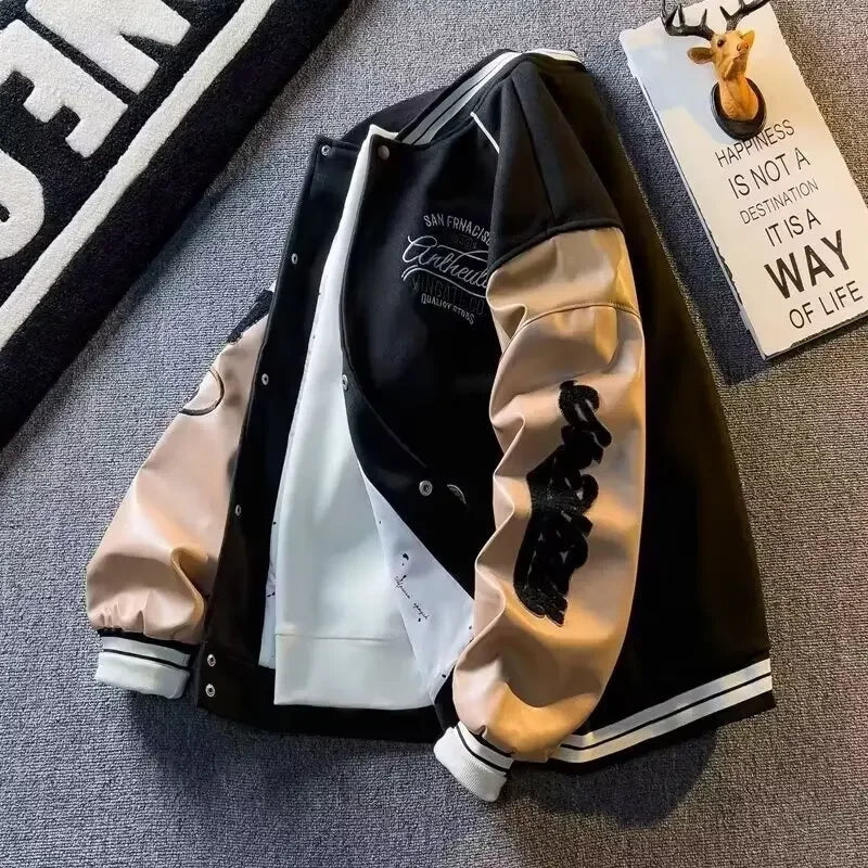 Men’s Varsity Letterman Jacket | Snap-Button Bomber