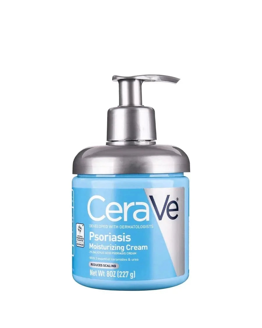 Container of SlimBag CeraVe Psoriasis Moisturizing Cream showing the front label with product name and branding.
