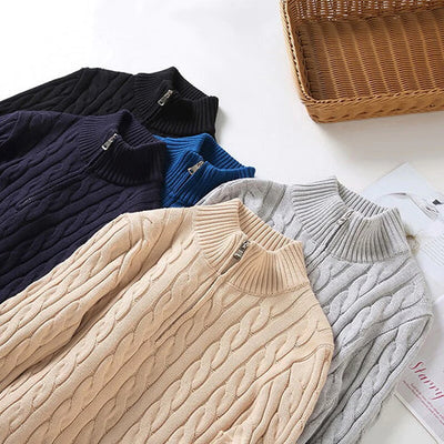 Half‑Zip Pullover with Ribbed Collar for Men