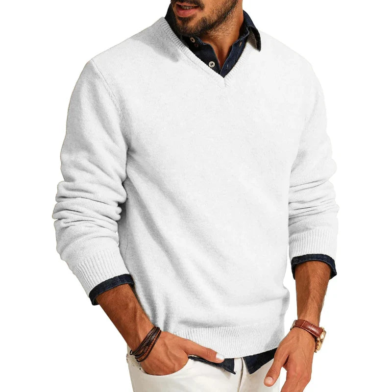 Men V-Neck Sweater | Stylish Knit Pullover for Layering