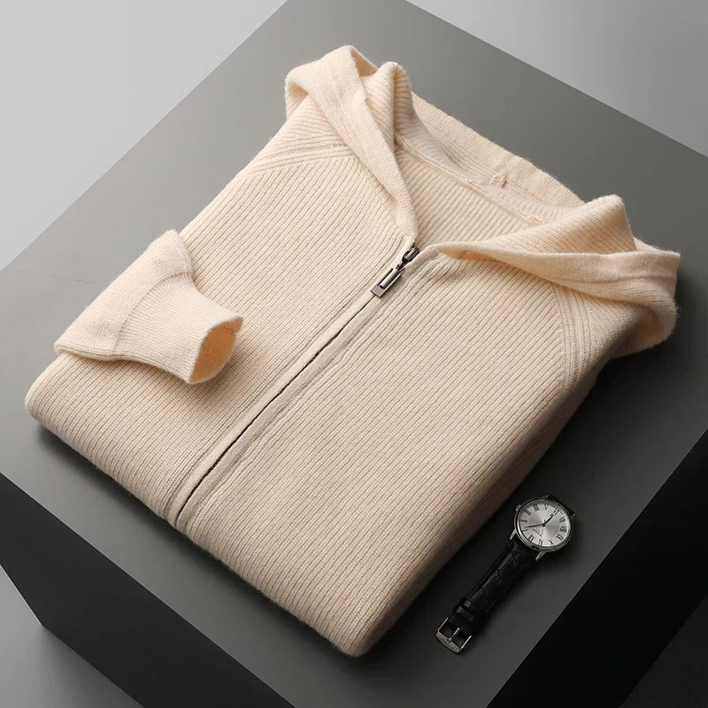 Cashmere Cardigan with Ribbed Cuffs for Men