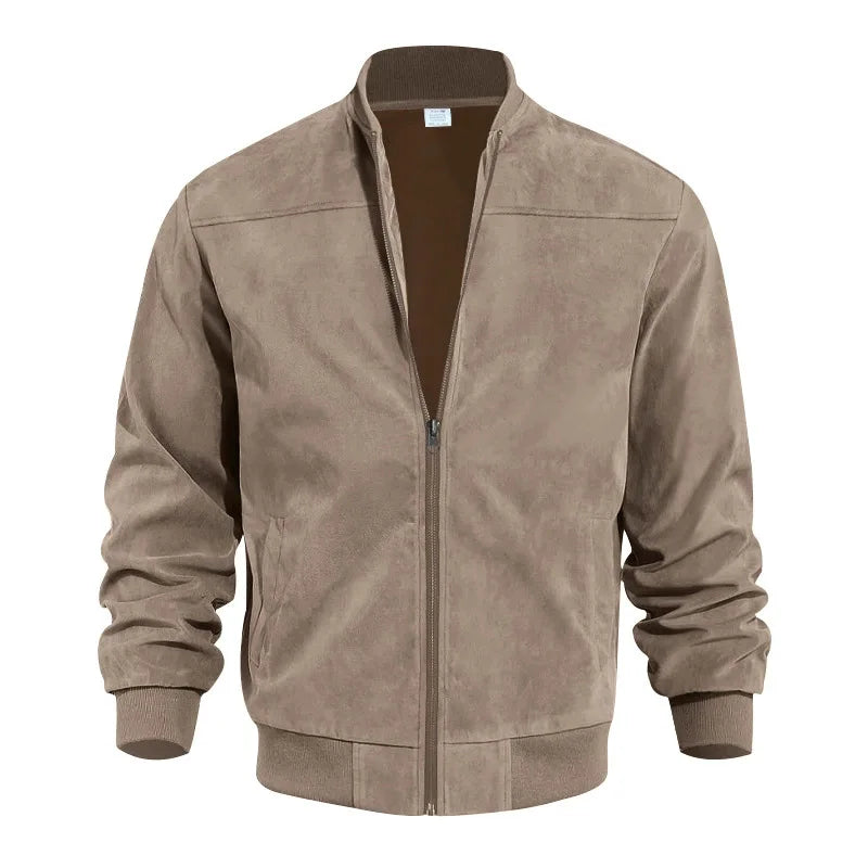 Men Bomber Jacket | Soft Zip-Up Jacket with Ribbed Details