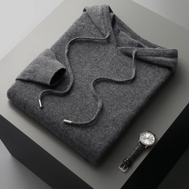 Casual Fit Hooded Jumper with Drawstrings for Men