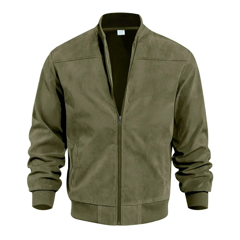 Men Bomber Jacket | Soft Zip-Up Jacket with Ribbed Details