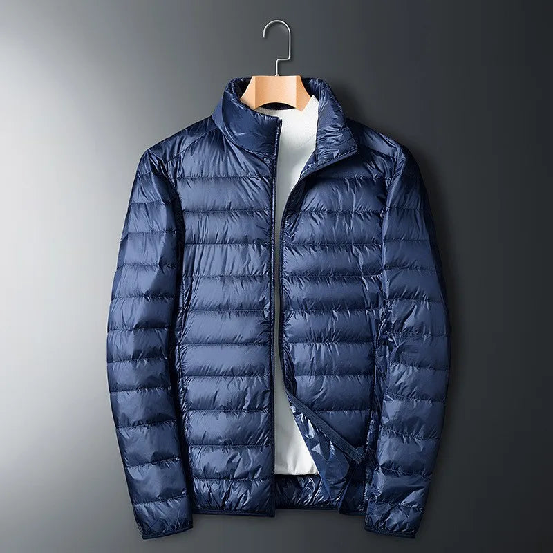 Men’s down jacket with full-zip and stand collar