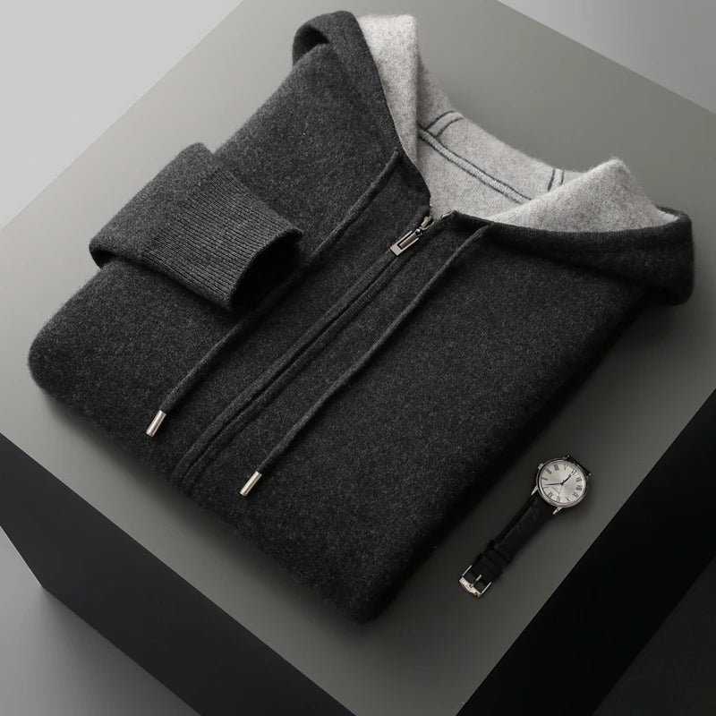 Cashmere Zipper Front Cardigan for Men