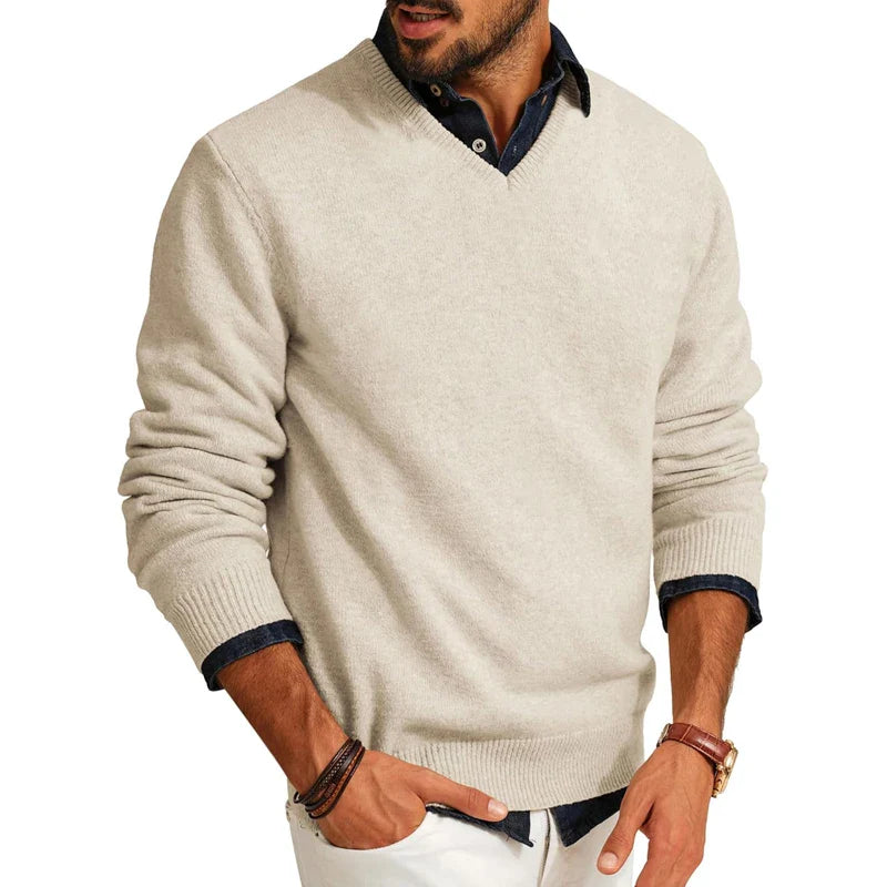Men V-Neck Sweater | Stylish Knit Pullover for Layering