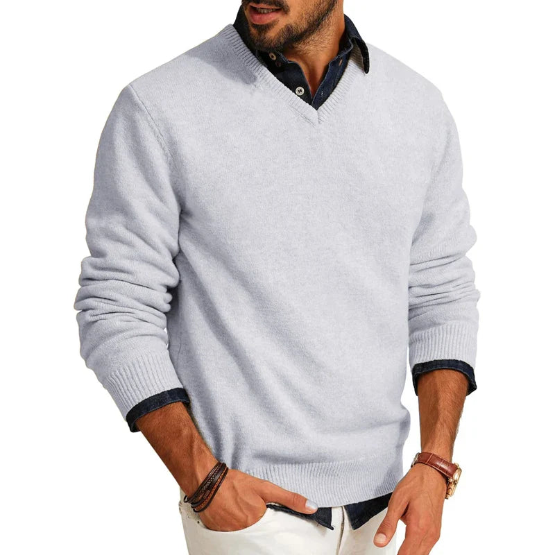 Men V-Neck Sweater | Stylish Knit Pullover for Layering