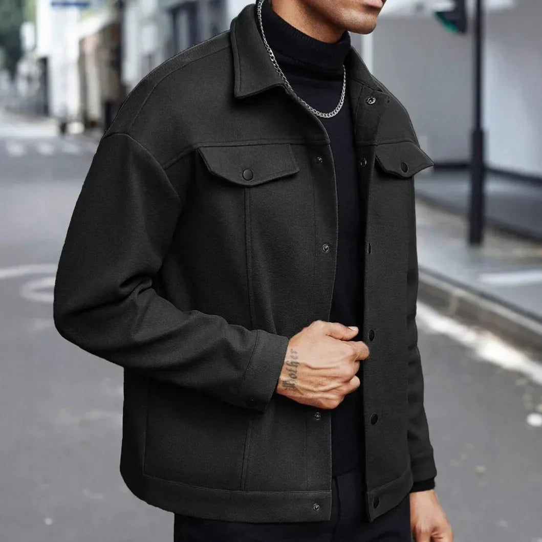 Men Streetwear Jacket | Button-Up Urban Jacket with Chest Pockets
