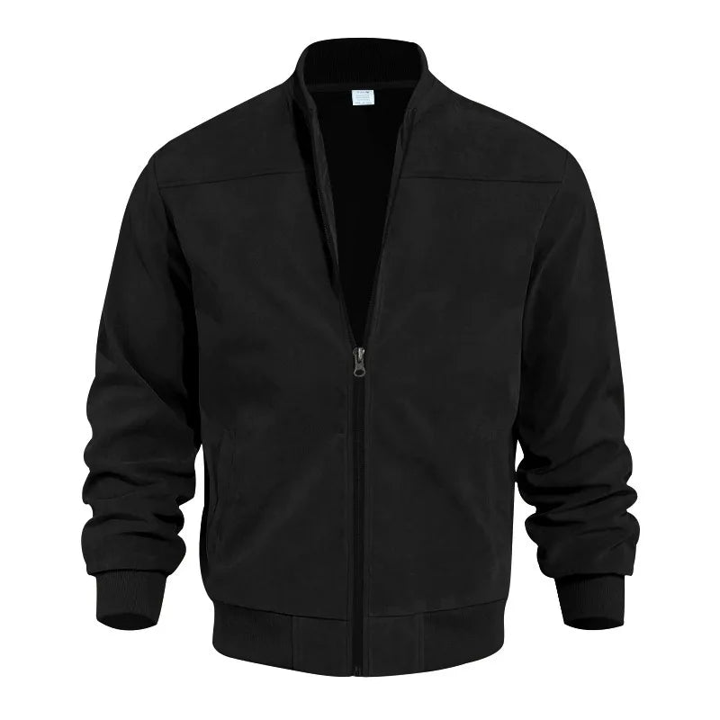 Men Bomber Jacket | Soft Zip-Up Jacket with Ribbed Details