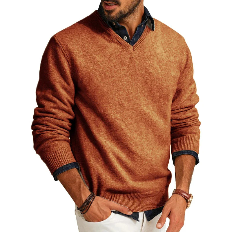 Men V-Neck Sweater | Stylish Knit Pullover for Layering