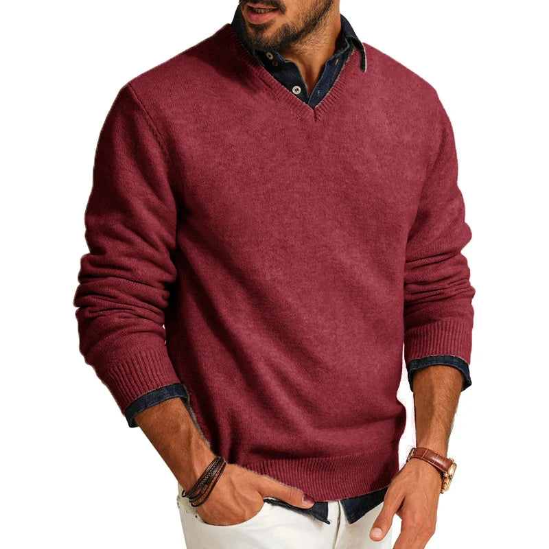 Men V-Neck Sweater | Stylish Knit Pullover for Layering