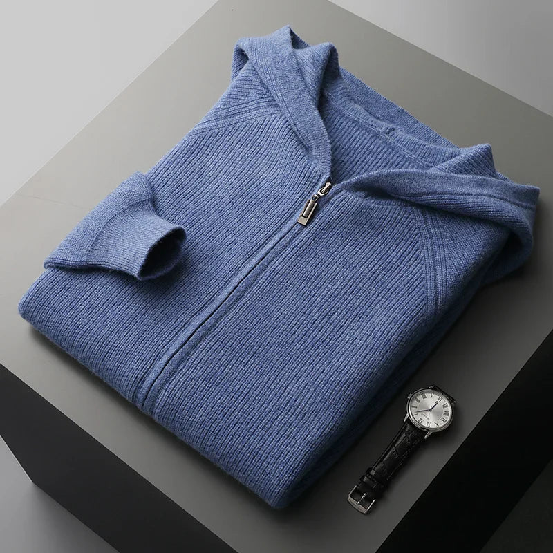 Cashmere Cardigan with Ribbed Cuffs for Men