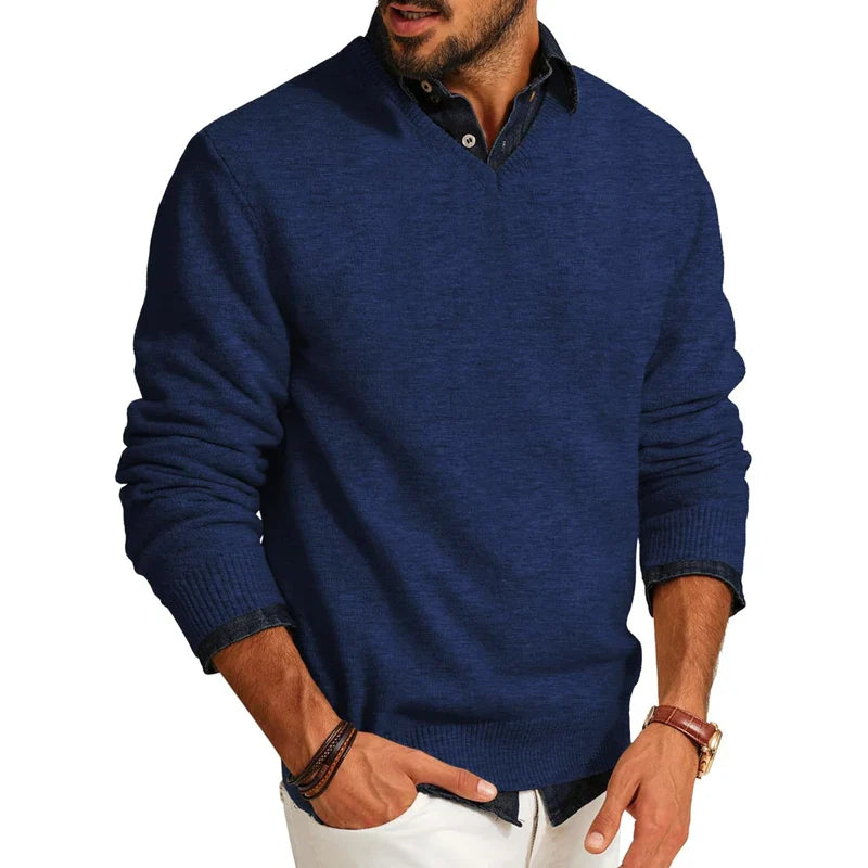Men V-Neck Sweater | Stylish Knit Pullover for Layering
